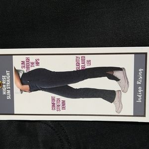 Indigo Rising Black High-Rise Slim Straight Leg Jeans